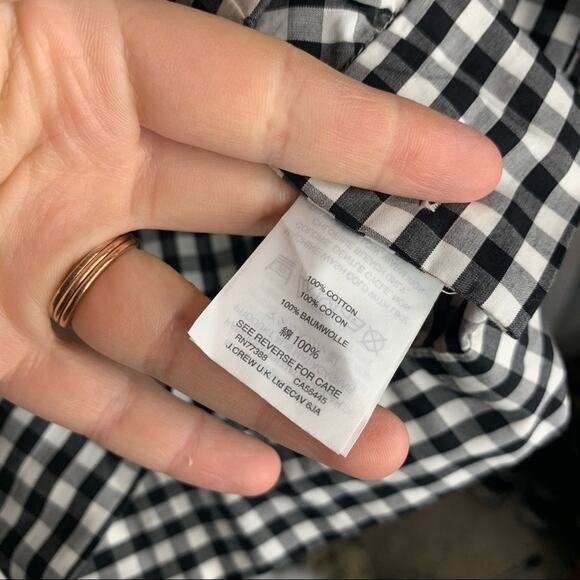 Madewell Surplice Black & White Gingham Short Sleeve Wrap Tie Top Size XXS - Picture 5 of 8